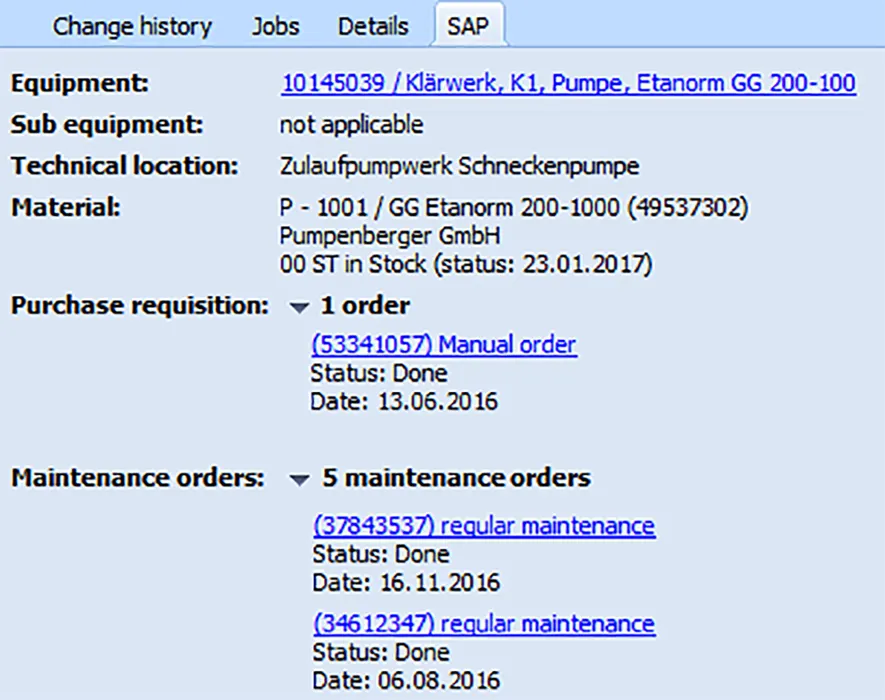 Bild 3:   Der Datenabgleich zwischen beiden Welten sorgt dafür, dass im Fall der Fälle auch wirklich alle benötigten Ersatzteile verfügbar sind, b)Ausschnitt vergrößert. (Quelle: AUVESY)