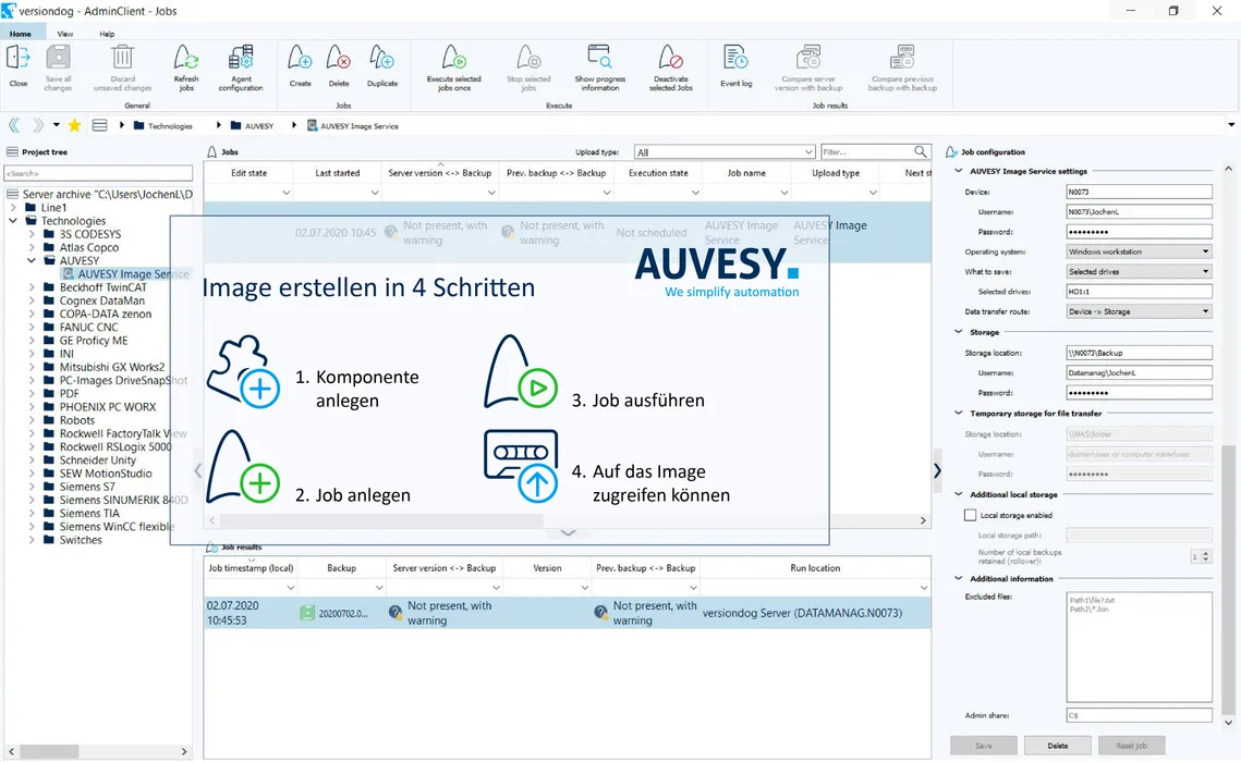 Bild 1:	Mit dem Image-Service gelingt die Image-Erzeugung in vier einfachen Schritten. (Urheber: AUVESY)