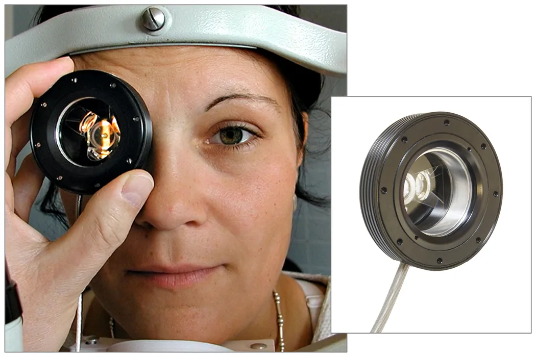 Bild 3: Extrem flacher Sensor für kleinste Kräfte zur Messung des Augeninnendrucks (Urheber: burster)