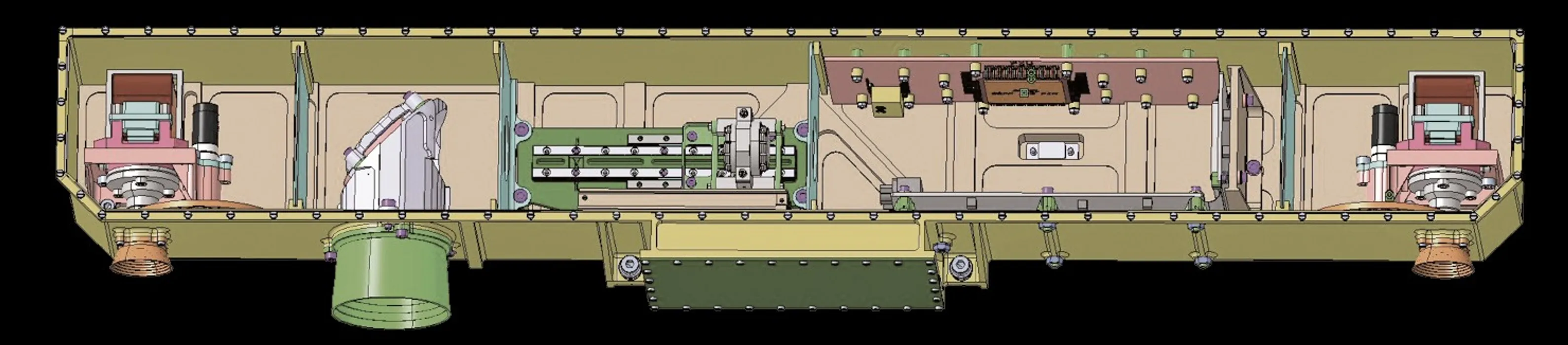 Bild 2:	Die Panoramakamera besteht aus zwei Weitwinkelkameras, vor denen jeweils ein rotierendes Rad mit unterschiedlichen Filtern angebracht ist. Dadurch sind dreidimensionale Panoramaaufnahmen im 300-Grad-Winkel möglich. Eine weitere hochauflösende Kamera liefert dann zusätzliche Detailaufnahmen. (Quelle: ESA/ATG medialab)