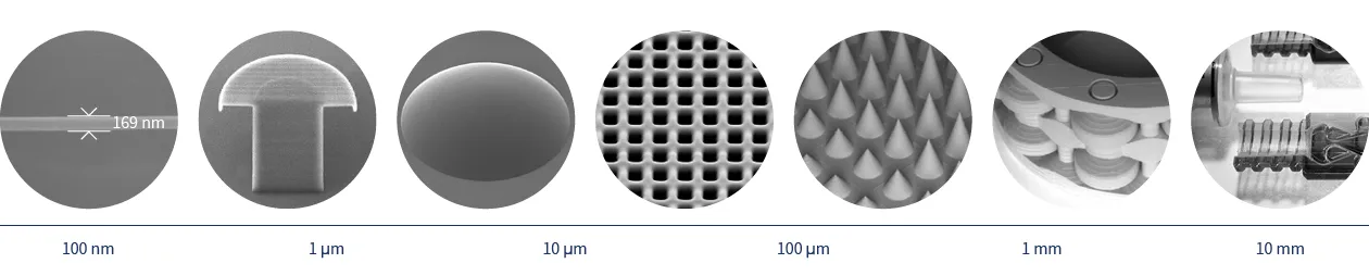 Bild 3: Die NanoOne-Plattform ermöglicht den Druck von Submikrometer- bis Zentimeter-Strukturdetails mit einer Höhe von bis zu 40 Millimetern. (Urheber: UpNano)