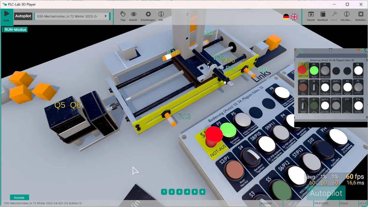 Bild 3:	Simulationsmodell für die IHK-Prüfung „Mechatroniker/in“ (Winter 2023/24). (Urheber: MHJ Software GmbH & Co. KG) 