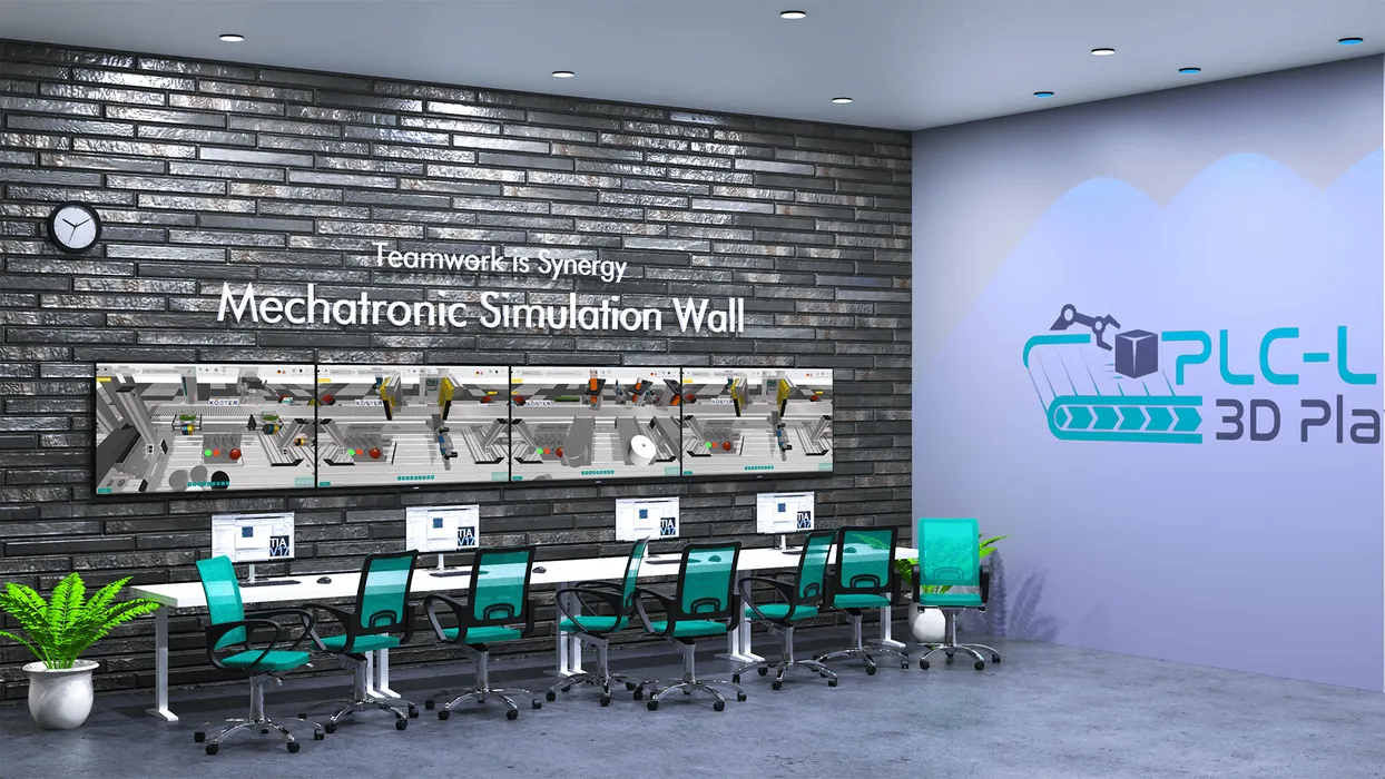 Bild 1:	Der visuelle Aufbau der Mechatronic Simulation Wall. (Urheber: MHJ-Software GmbH & Co. KG)