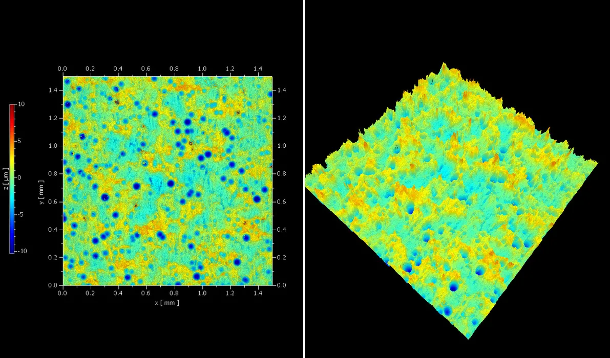 Bild 5:	Detaillierte Messungen mit hoher lateraler Auflösung, z.B. um die Mikrostrukturen bei Druckverfahren zu analysieren. (Urheber: Polytec)
