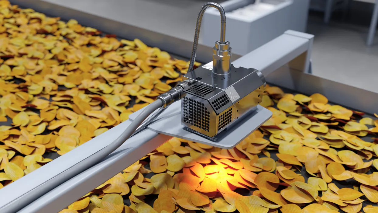 Bild 4: Der Fettgehalt und oder Feuchteanteil spielt auch bei der Lebnsmittelproduktion eine große Rolle. Hier misst das NIR-Spektrometer den Fettgehalt in einer End-of-Line Kontrolle (Urheber: Polytec)